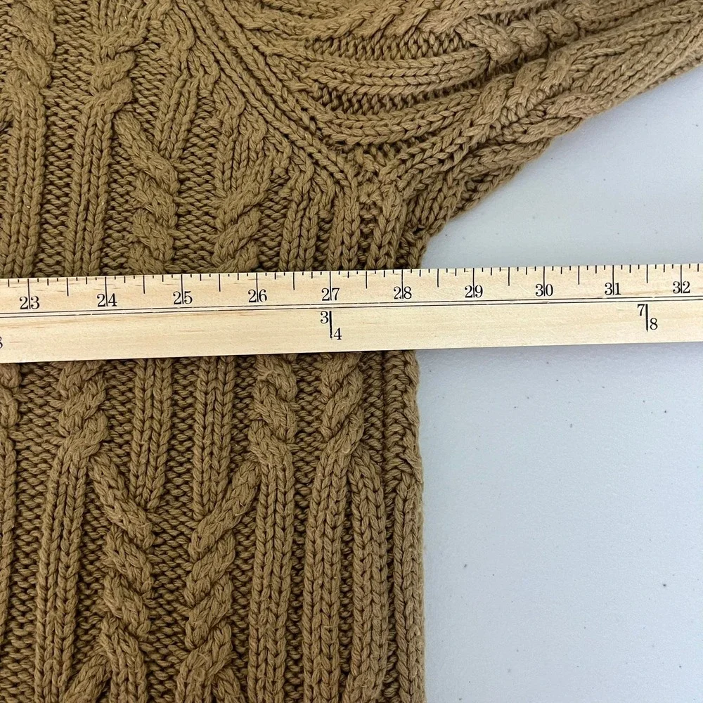 Cabela's Mens 2XL Brown Cable Knit Toggle Fleece Lined Sweater Elbow Patches